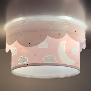 Rosa taklampa barn plast, Moon
