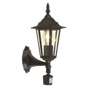 Svart klassisk utomhus vägglampa med rörelsesensor aluminium, Alieke, IP44