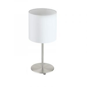 Vit modern bordslampa tyg, Abano, med brytare