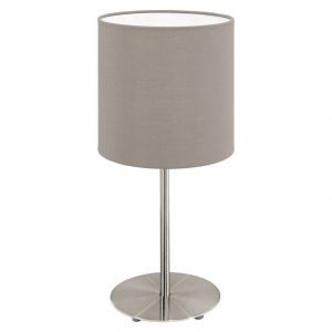 Taupe modern bordslampa tyg, Abano, med brytare