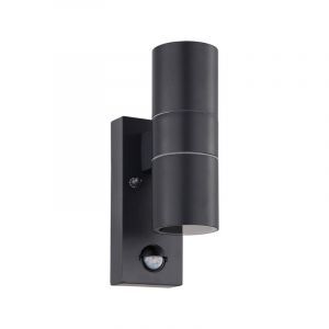 Antracit modern utomhus vägglampa med rörelsesensor metall, Marlies, IP44
