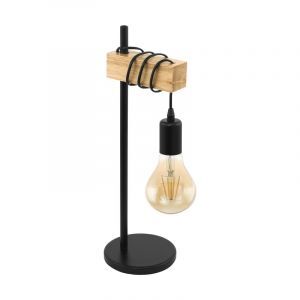 Trä bordslampa brun, Anton, med brytare