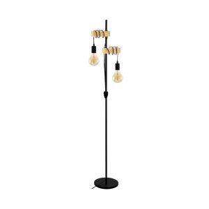 Trä golvlampa brun, Anton, med brytare