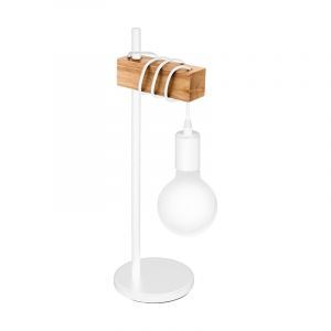 Trä bordslampa vit, Anton, med brytare
