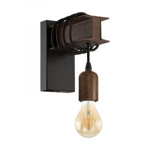 Brun rustik vägglampa stål, Anton
