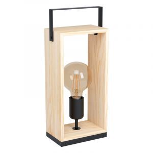 Trä bordslampa svart, Olaf, med brytare