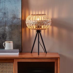 Brun rustik bordslampa metall, Firenze, med brytare
