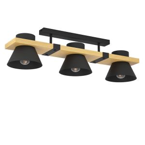 Svart retro taklampa trä, Juanita