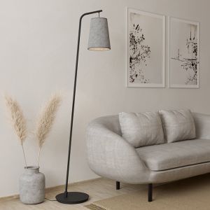 Grå golvlampa tyg, Allan, med brytare