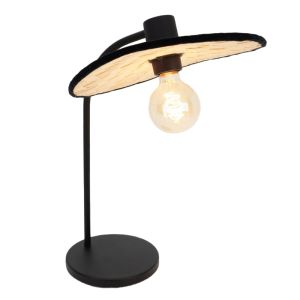 Brun rustik bordslampa trä, Jillah, med brytare