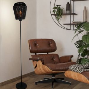 Papper golvlampa svart, Caine, med brytare