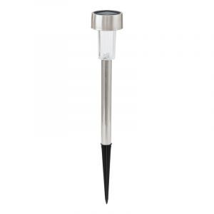 Silver trädgårdsspotlight rostfritt stål, Zora, 0,5W, 3000K LED, IP44, med brytare