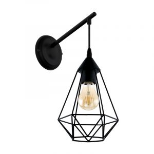 Svart industri vägglampa stål, Costel