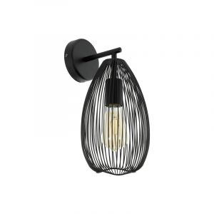 Svart industri vägglampa stål, Maiky