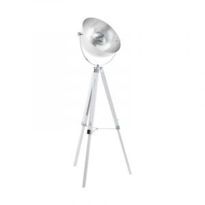 Vit industri golvlampa tre ben stål, Nickolas, med brytare