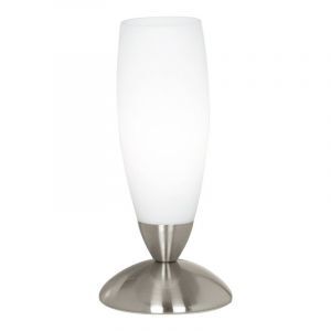 Nickel modern bordslampa glas, Enland, med brytare