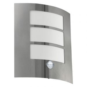 Silver utomhus vägglampa med rörelsesensor plast, Elyana, IP44