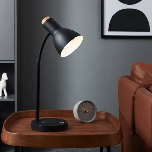 Svart modern bordslampa aluminium, Serena, 5,5W, 3000K LED, med beröringsdimmer