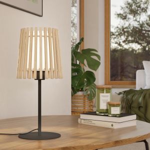 Rustik bordslampa trä, Farah, med brytare