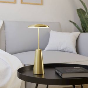 Guld modern bordslampa stål, Ishika, 2,8W, white switch LED, IP54, med beröringsdimmer