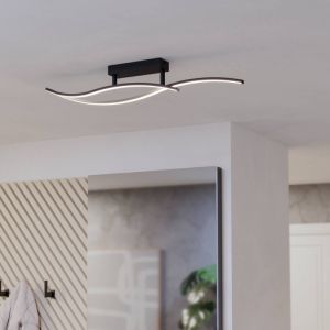 Svart design taklampa stål, Tevin, 12W, 4000K LED