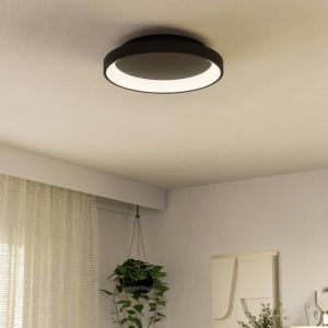 Svart modern taklampa plast, Shauni, 12W, varm till kall vit justerbar LED, met fjärrkontroll
