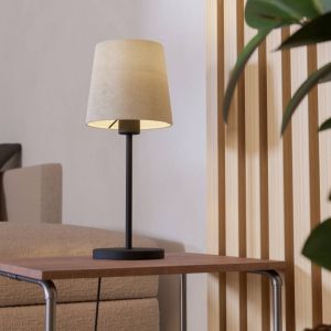 Svart modern bordslampa tyg, Siham, med brytare
