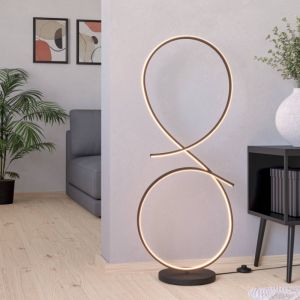 Svart modern golvlampa aluminium, Thekla, 20W, 3000K LED, med brytare