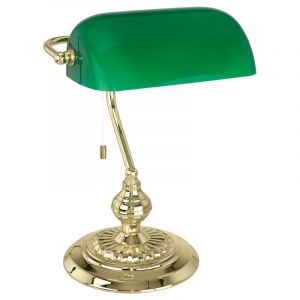 Mässing design bordslampa glas, Lugco, med dra i strömbrytaren