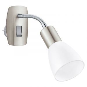 Nickel stickkontakt vägglampa plast, Alem, med brytare