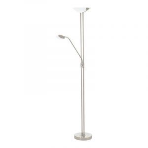 Nickel design läslampa golv glas, Brava, 20W, 3000K LED, med brytare