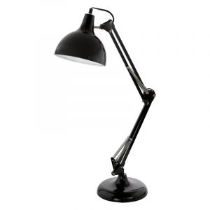 Svart industri skrivbordslampa metall, Josha, med brytare