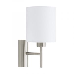 Vit modern vägglampa tyg, Abano, med brytare