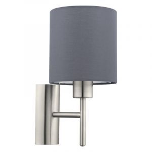 Grå modern vägglampa tyg, Abano, med brytare