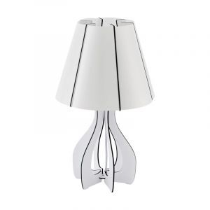 Vit rustik bordslampa trä, Bergama, med brytare