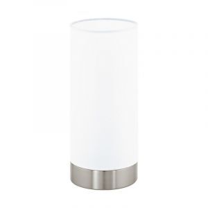 Vit modern bordslampa tyg, Abano, med beröringsdimmer