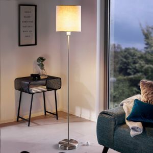 Taupe modern golvlampa tyg, Abano, med brytare