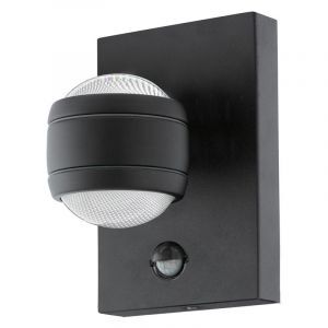 Svart utomhus vägglampa med rörelsesensor plast, Bastien, IP44