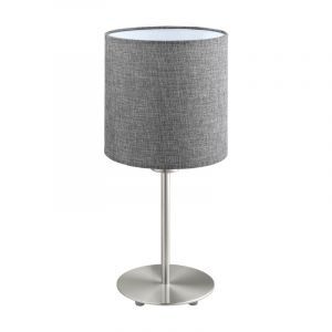 Grå modern bordslampa tyg, Abano, med brytare