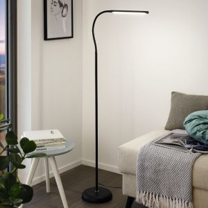 Svart modern golvlampa plast, Brennan, 5W, 4000K LED, med beröringsdimmer