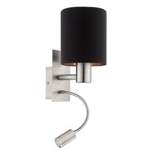 Koppar modern vägglampa tyg, Abano, med brytare