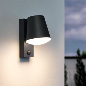 Antracit modern utomhus vägglampa med rörelsesensor metall, Aiden, IP44