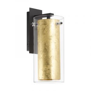 Svart modern vägglampa stål, Barceno, med brytare
