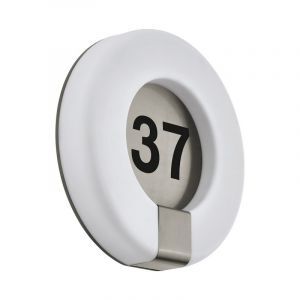 Vit husnummer lampa plast, Evin, 15W, varm till kall vit justerbar LED, IP44, met fjärrkontroll