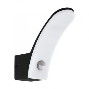 Svart modern utomhus vägglampa med rörelsesensor aluminium, Oskar, 11W, 3000K LED, IP44
