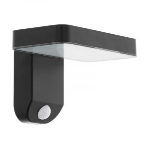 Svart modern utomhus vägglampa solcell plast, Fulco, 5W, 3000K LED, IP44