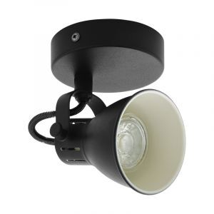 Svart vintage spotlight tak stål, Tinke