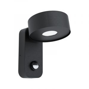 Svart modern utomhus vägglampa med rörelsesensor stål, Liliana, 6W, 3000K LED, IP44