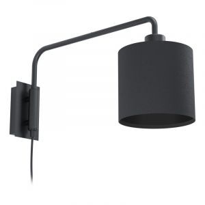 Svart modern vägglampa stål, Vanita, med brytare