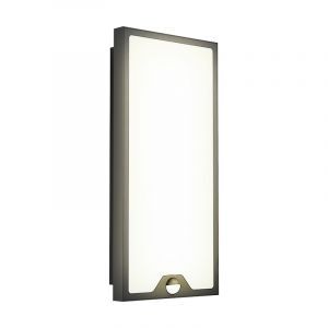 Svart modern utomhus vägglampa med rörelsesensor stål, Lydian, 16W, 3000K LED, IP44